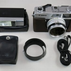 Canon, Canonet QL17 G-III vintage camera. Cla’d. With accessories. Meters sporadic.